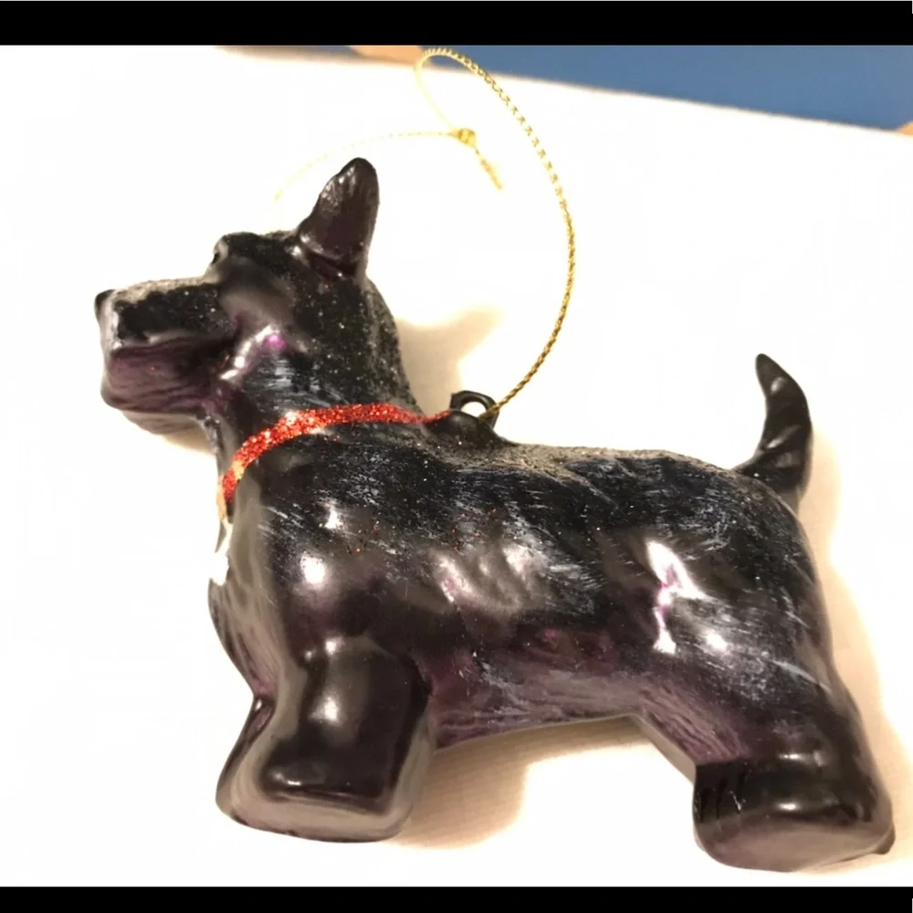 New West Elm Glass & Glitter Scottie Dog Christmas Ornament